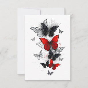 Flying Black and Red Morpho Butterflies Thank You Card