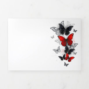 Flying Black and Red Morpho Butterflies Tri-Fold Programme