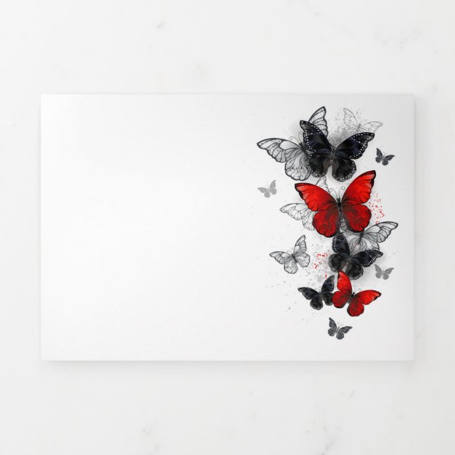 Flying Black and Red Morpho Butterflies Tri-Fold Programme (Cover)