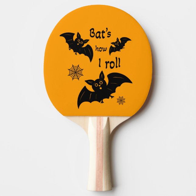 Flying black bats ping pong paddle (Front)