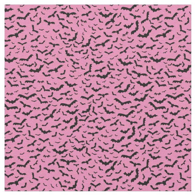 Flying Black Bats | Pink Fabric (Close Up)