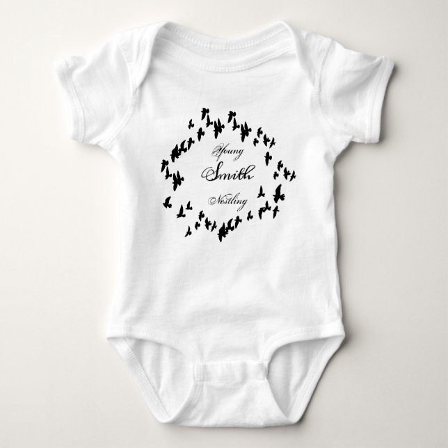 Flying Black Birds Gothic Baby Bodysuit (Front)
