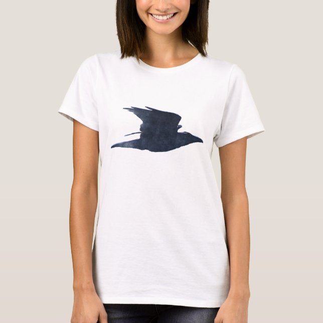 Flying Black Crow Art Birdlover's T-Shirt (Front)