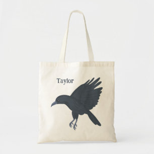 Flying Black Crow Bird Personalised Tote Bag
