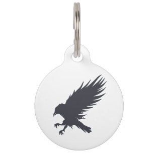 Flying black raven - Choose background colour Pet Tag