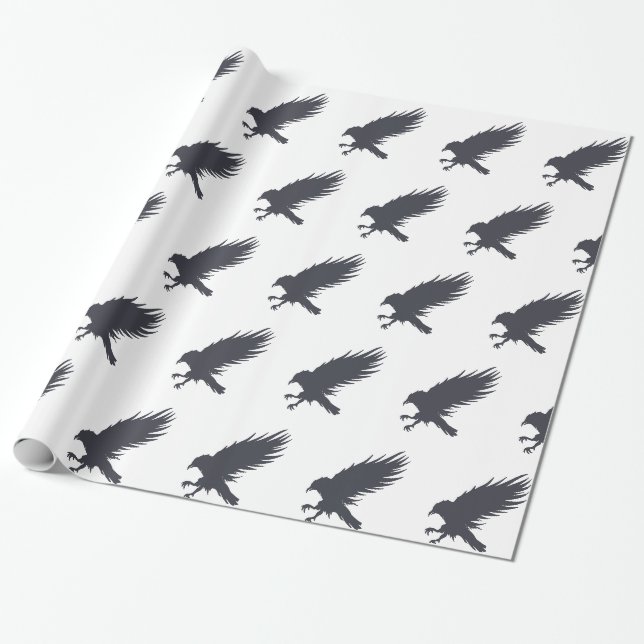 Flying black raven - Choose background colour Wrapping Paper (Unrolled)