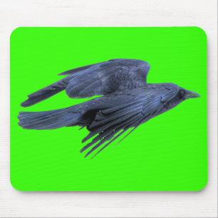 Flying Black Raven Gothic, Celtic, Wildlife Mouse Pad