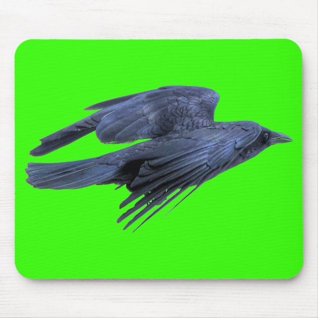 Flying Black Raven Gothic, Celtic, Wildlife Mouse Pad (Front)