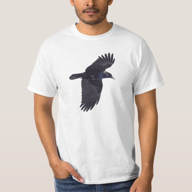 Flying Black Raven Gothic, Haida, Wildlife T-Shirt (Front)