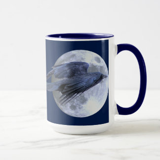 Flying Black Raven & Moon Goth Wildlife Design Mug