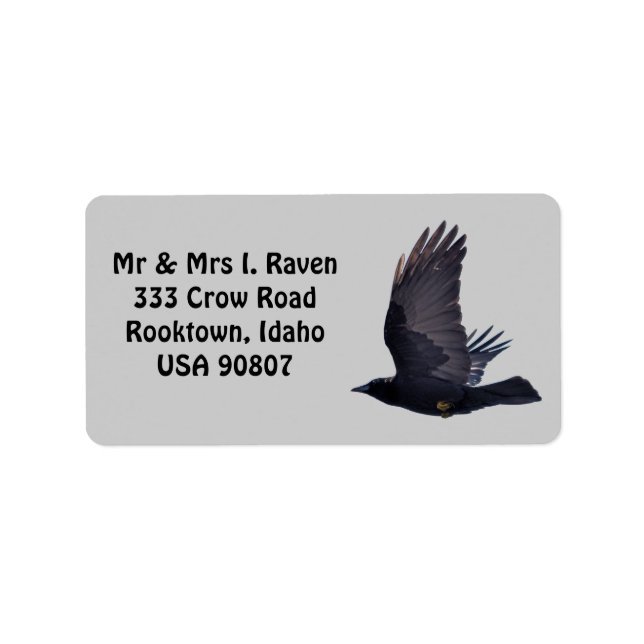 Flying Black Raven Photo Labels (Front)