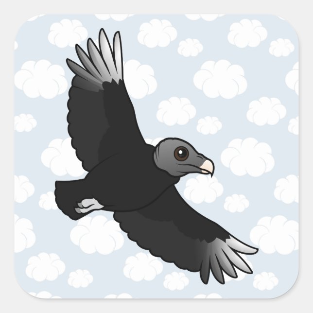 Flying Black Vulture Square Sticker (Front)