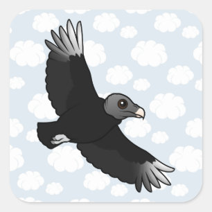 Flying Black Vulture Square Sticker