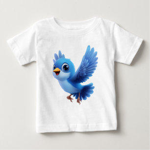 Flying Blue Bird – Flappy Cartoon Character Kids Baby T-Shirt