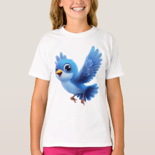 Flying Blue Bird – Flappy Cartoon Character Kids  T-Shirt