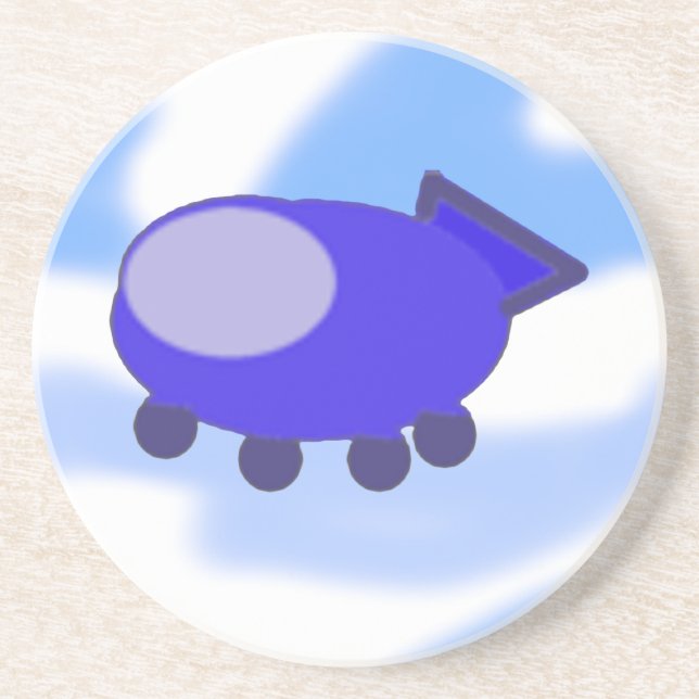 Flying Blue Spaceship Coaster (Front)