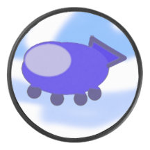 Flying Blue Spaceship Puck