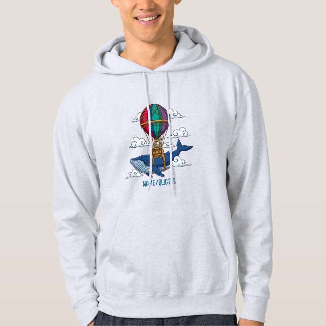 Flying Blue Whale with Hot Air Balloon Hoodie (Front)