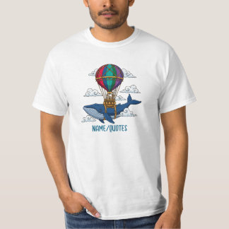 Flying Blue Whale with Hot Air Balloon T-Shirt