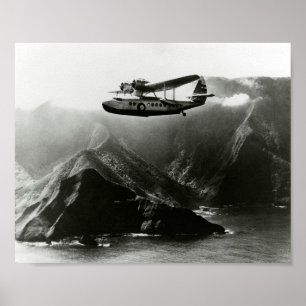 Flying Boat Aircraft Over Hawaiian Islands Poster