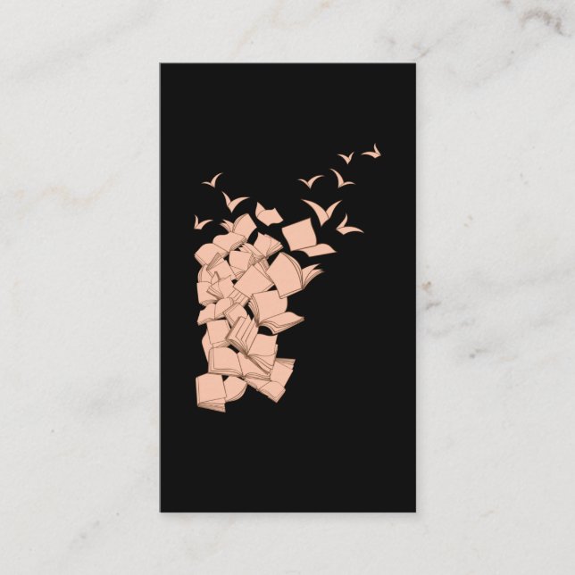 Flying Book Birds Library Bookworm Business Card (Front)