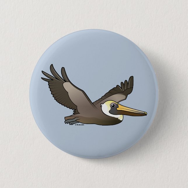 Flying Brown Pelican 6 Cm Round Badge (Front)