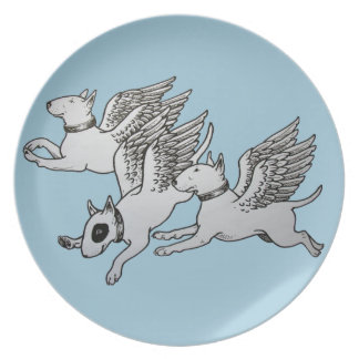 Flying Bull Terriers Plate