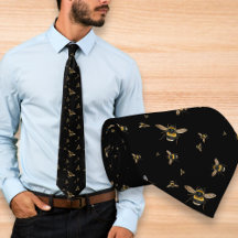 Flying Bumblebees Pattern Black