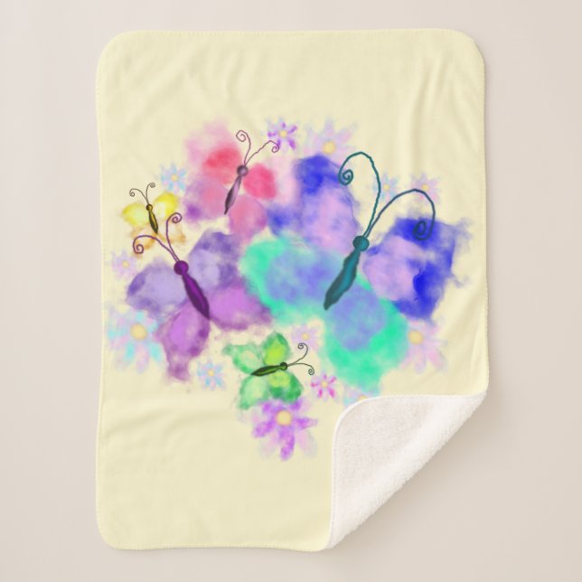 Flying Butterflies Baby Sherpa Blanket (Front)