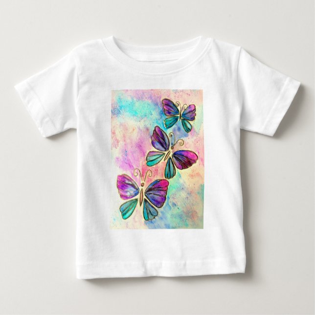 Flying Butterflies Baby T-Shirt or Bodysuit (Front)