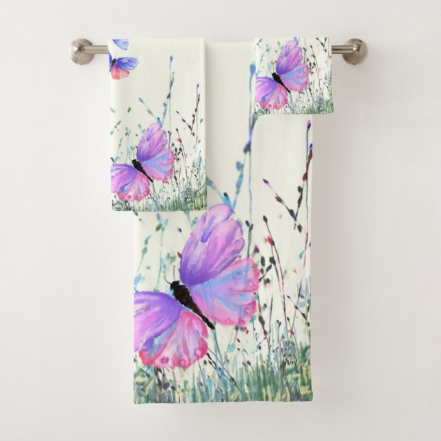 Flying Butterflies Bath Towel Set (Insitu)