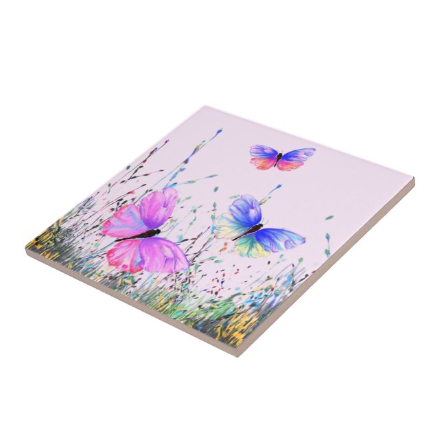 Flying Butterflies Ceramic Tile (Side)