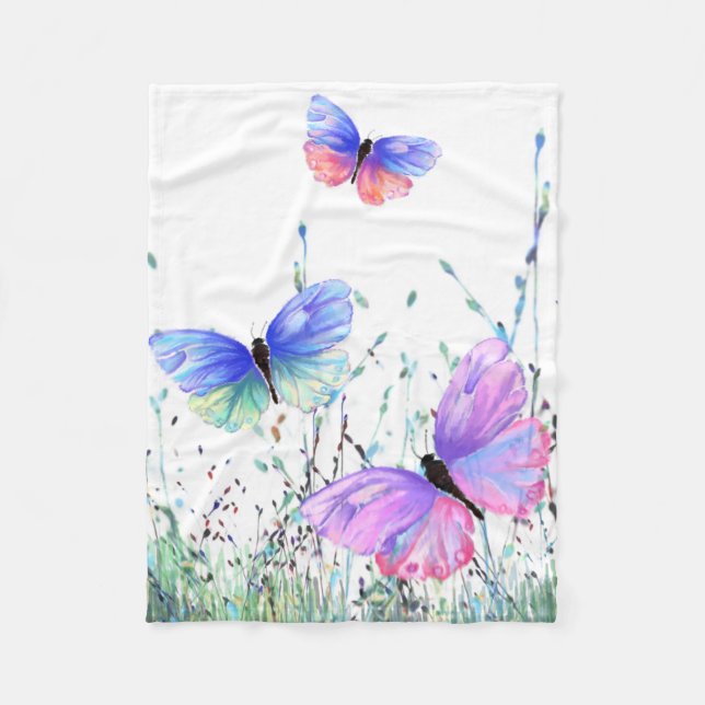Flying Butterflies Fleece Blanket (Front)