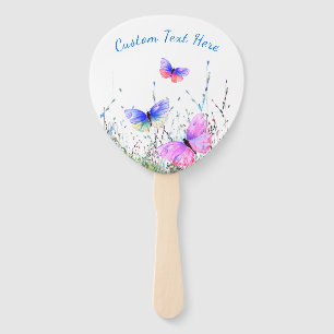 Flying Butterflies Hand Fans with Custom Text