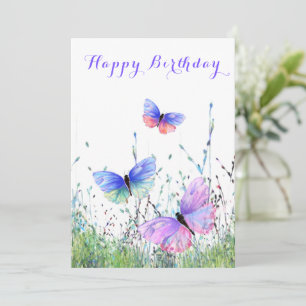 Flying Butterflies Happy Birthday Card