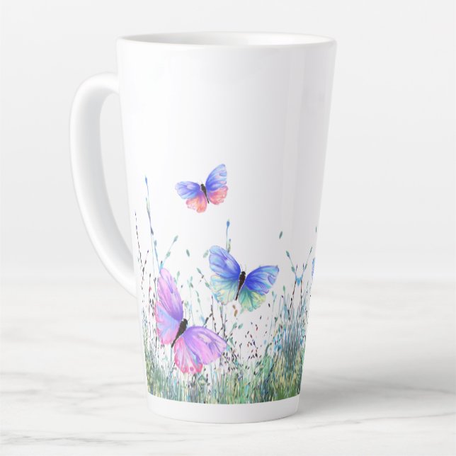 Flying Butterflies Latte Mug (Left Angle)
