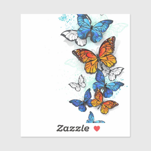 Flying Butterflies Morpho and Monarch (Sheet)