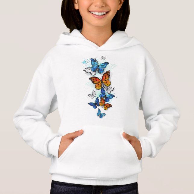 Flying Butterflies Morpho and Monarch (Front)