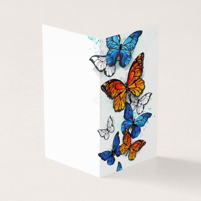Flying Butterflies Morpho and Monarch (Outside)