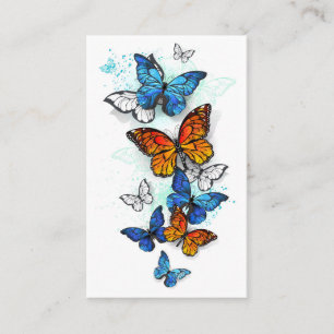Flying Butterflies Morpho and Monarch Business Card