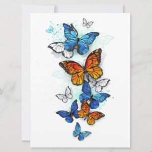 Flying Butterflies Morpho and Monarch Card