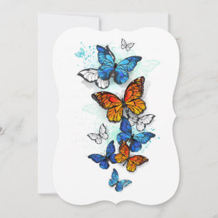 Flying Butterflies Morpho and Monarch Card