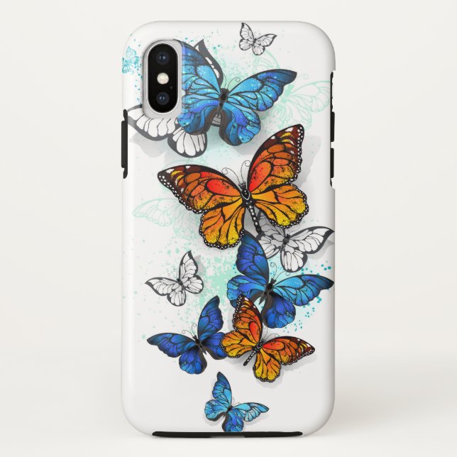 Flying Butterflies Morpho and Monarch Case-Mate iPhone Case (Back)