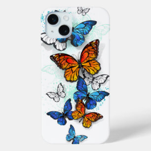 Flying Butterflies Morpho and Monarch iPhone 15 Mini Case