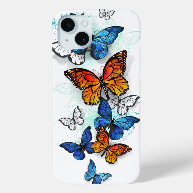Flying Butterflies Morpho and Monarch Case-Mate iPhone Case (Back)
