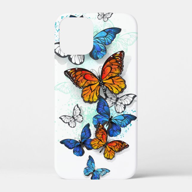 Flying Butterflies Morpho and Monarch Case-Mate iPhone Case (Back)