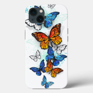 Flying Butterflies Morpho and Monarch iPhone 13 Case