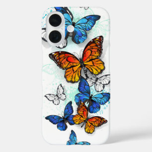 Flying Butterflies Morpho and Monarch iPhone 16 Case
