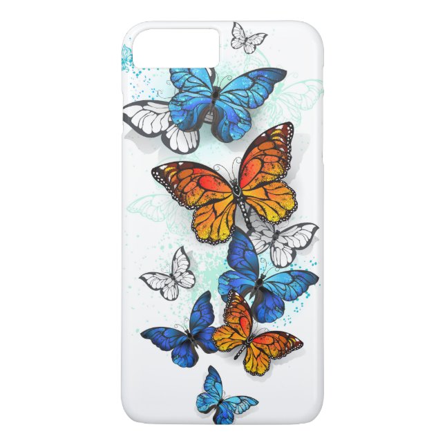 Flying Butterflies Morpho and Monarch Case-Mate iPhone Case (Back)