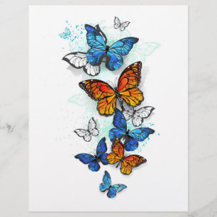 Flying Butterflies Morpho and Monarch Custom Letterhead
